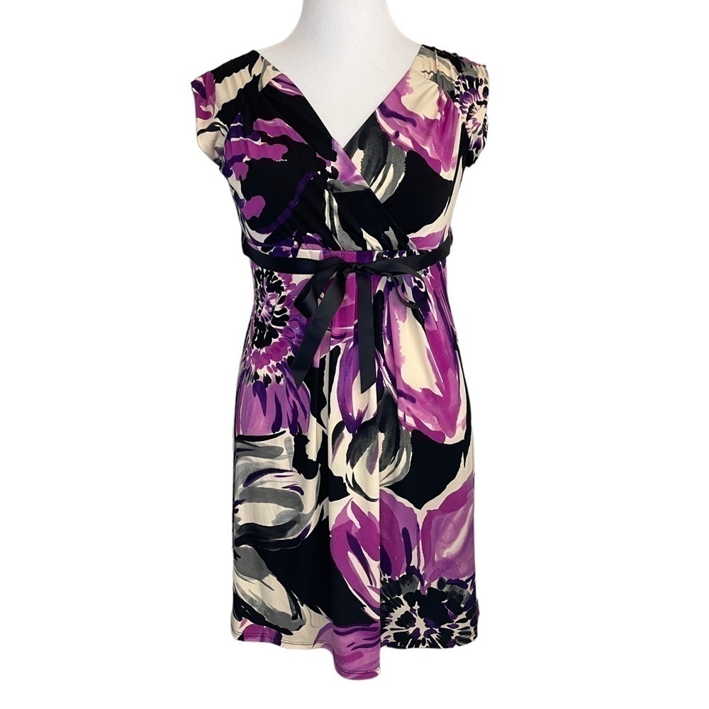 SUNNY Leigh NWT Rapture Purple Floral Dress Empire Waist M